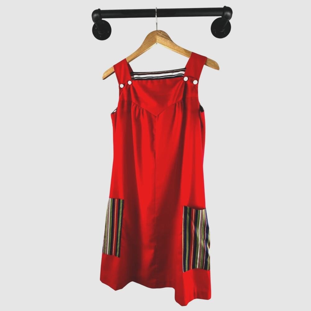 Smart Time Red Retro Smock House Dress Small